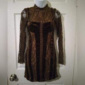 Cherley Dark Brown 🤎 Lace Mini Dress